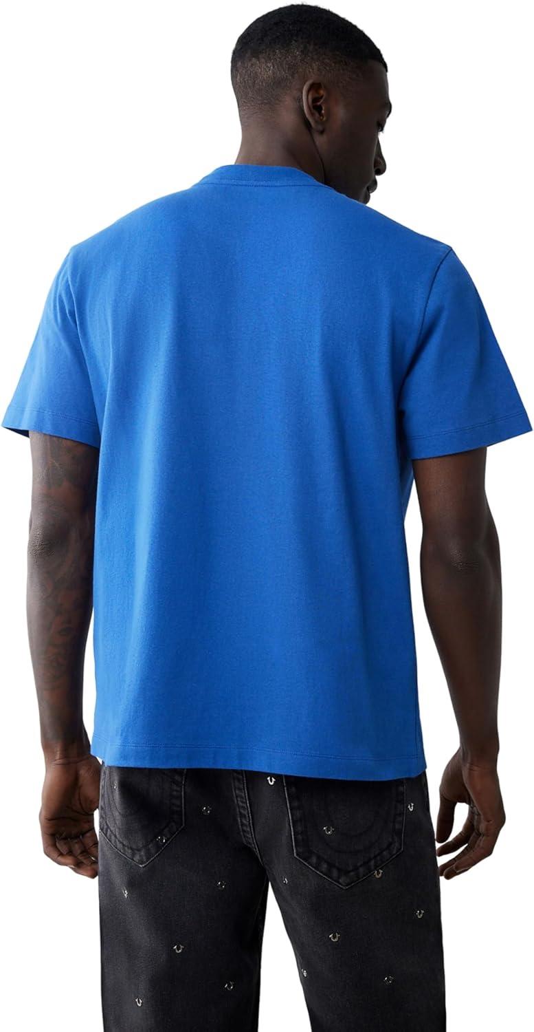 imageTrue Religion Mens Short Sleeve Reflective Arch Tee Modern Fit with EyeCatching ReflectiveGalaxy Blue