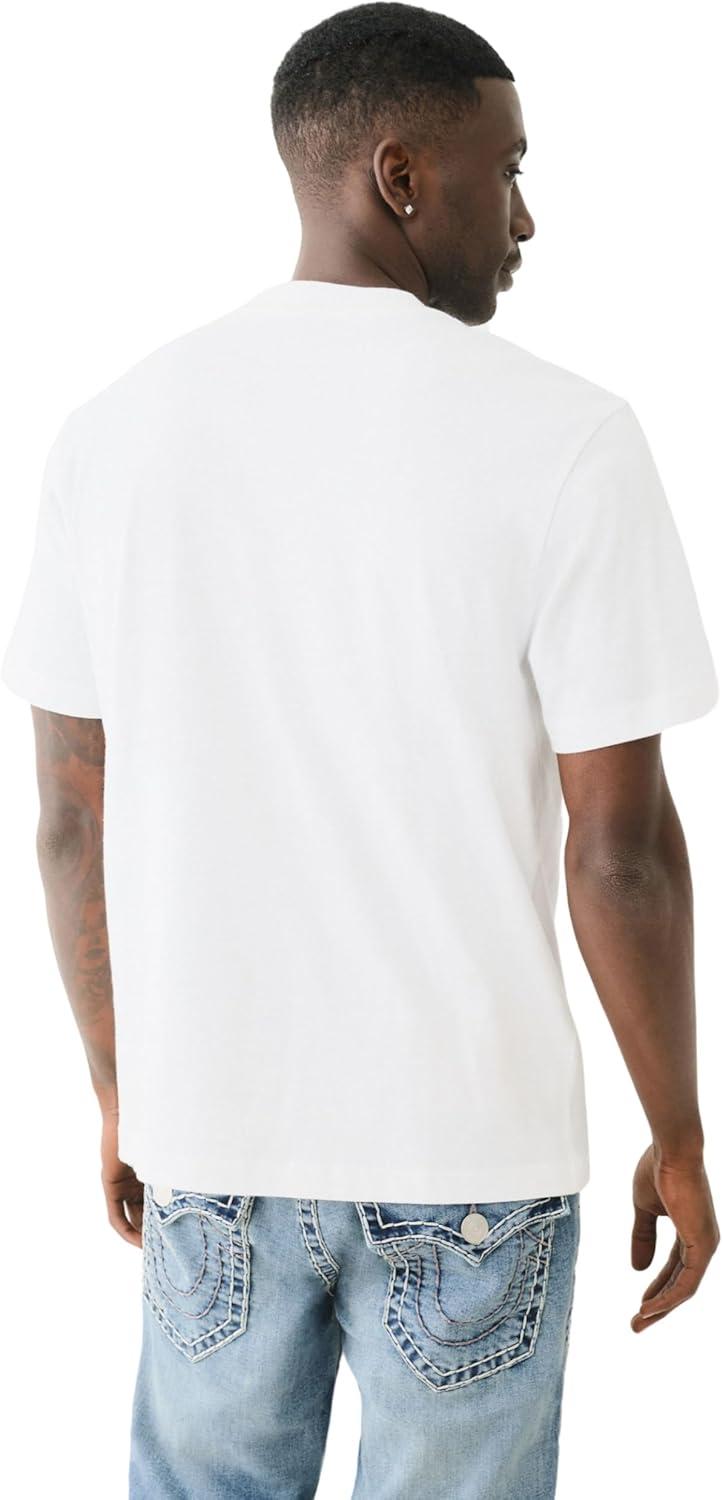 imageTrue Religion Mens Short Sleeve Reflective Arch Tee Modern Fit with EyeCatching ReflectiveOptic White