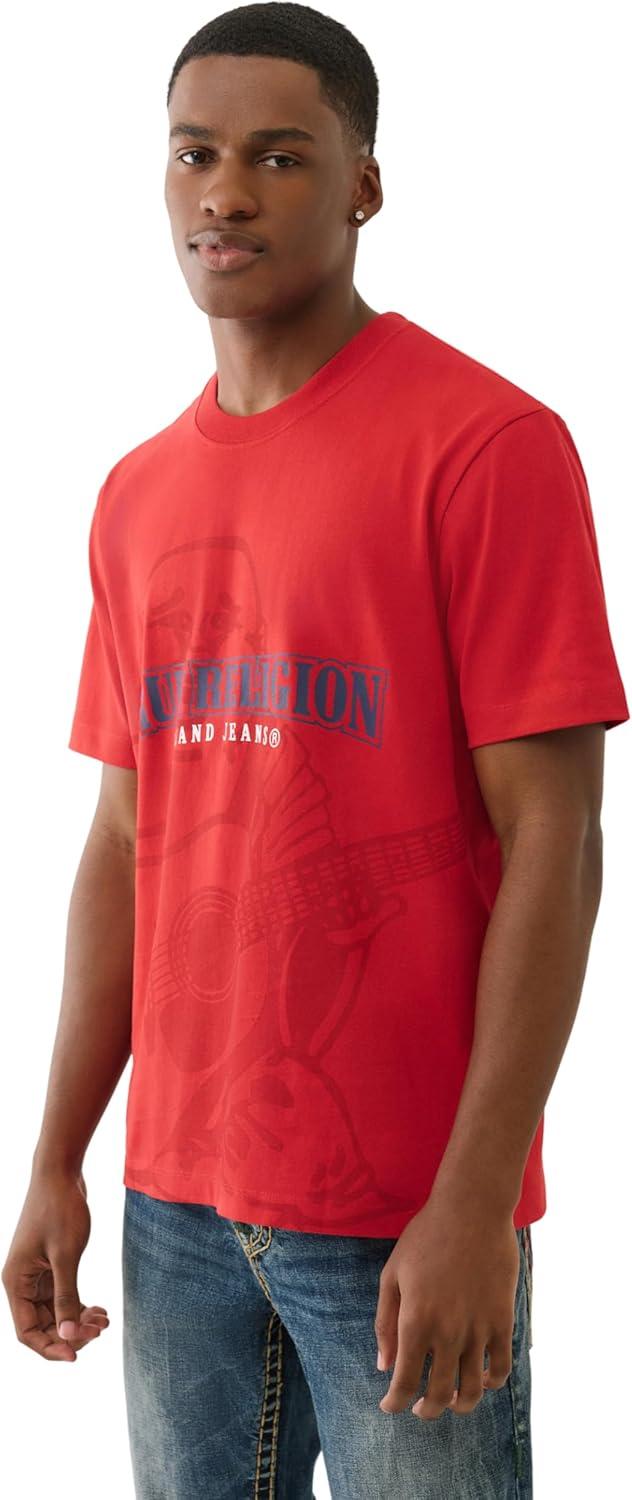 imageTrue Religion Mens Short Sleeve Shadow Logo Tee Crewneck Graphic TShirtTrv Red