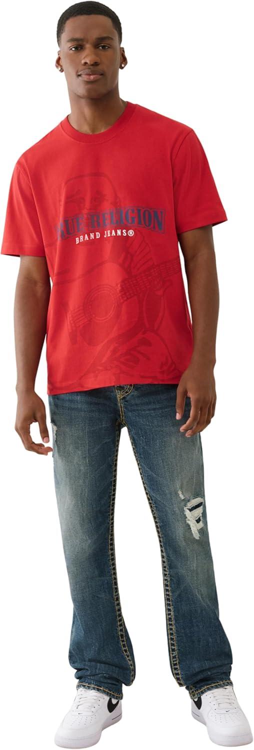 imageTrue Religion Mens Short Sleeve Shadow Logo Tee Crewneck Graphic TShirtTrv Red