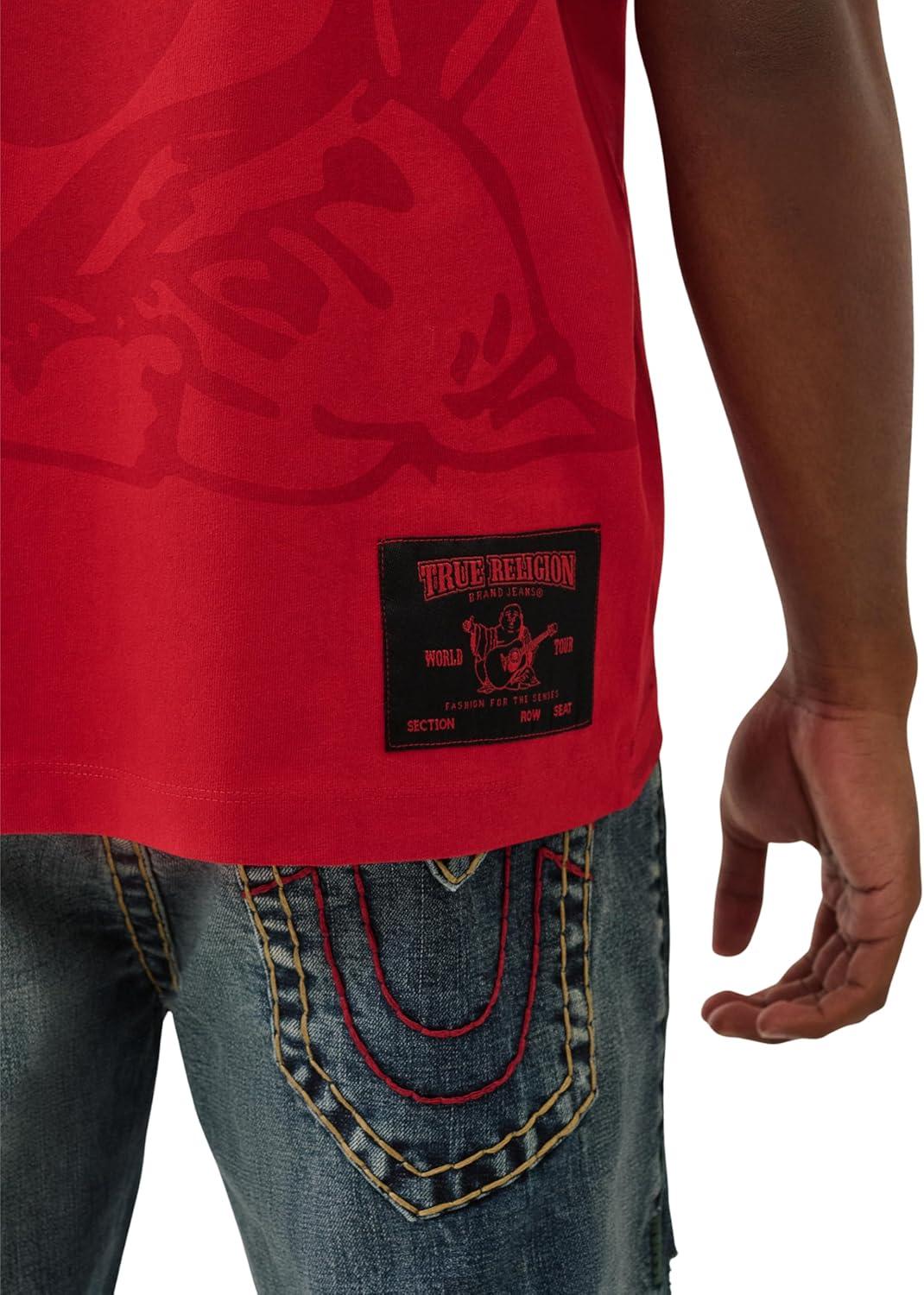 imageTrue Religion Mens Short Sleeve Shadow Logo Tee Crewneck Graphic TShirtTrv Red