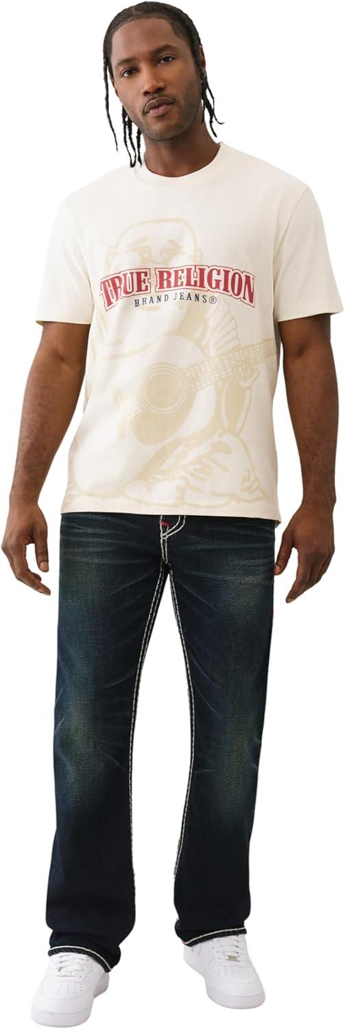 imageTrue Religion Mens Short Sleeve Shadow Logo Tee Crewneck Graphic TShirtWinter White