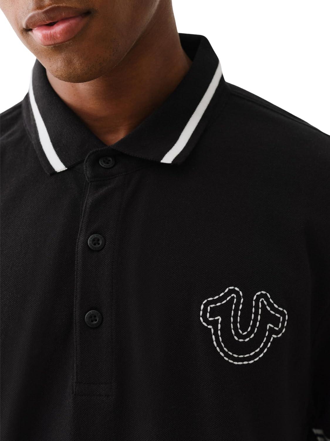 imageTrue Religion Mens Ss Buddha Patch PoloJet Black