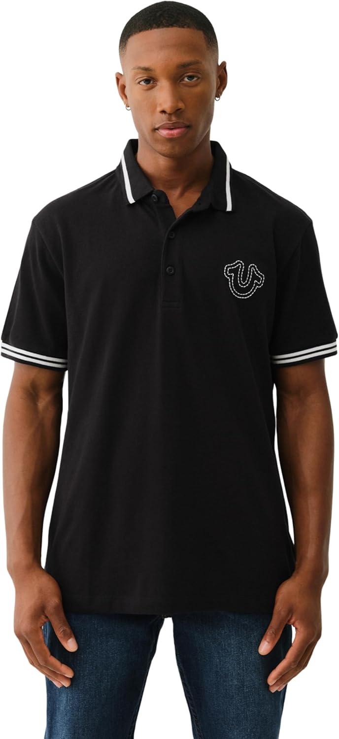 imageTrue Religion Mens Ss Buddha Patch PoloJet Black