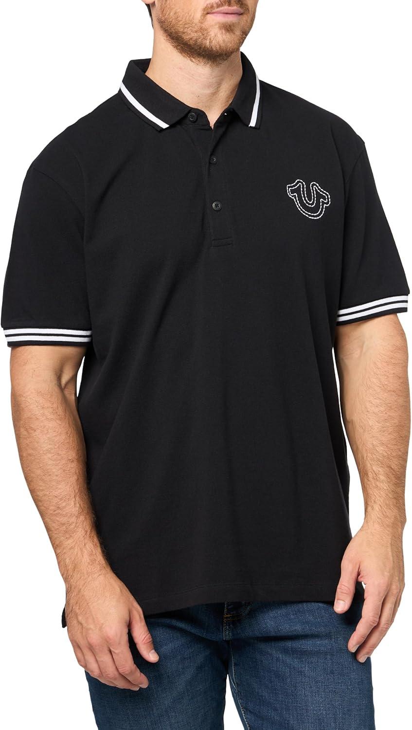 imageTrue Religion Mens Ss Buddha Patch PoloJet Black