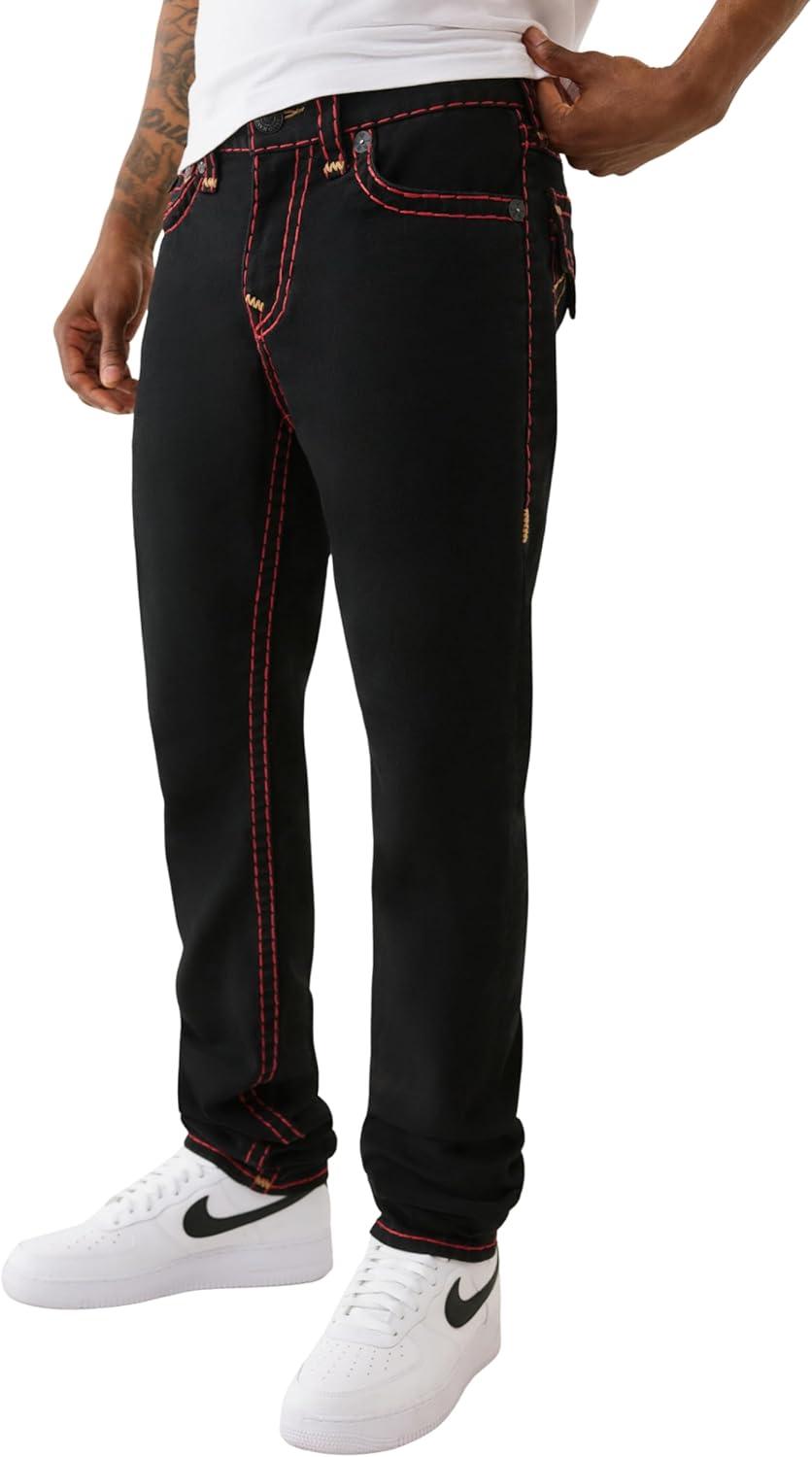 imageTrue Religion Mens Stacked Rocco Super T Flap Jeans Slim Stacked Fit amp Flap PocketsBlack Rinse