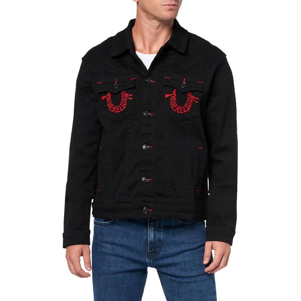 imageTrue Religion Mens Jimmy Jacket SN Embroidery Black RinseBlack Rinse