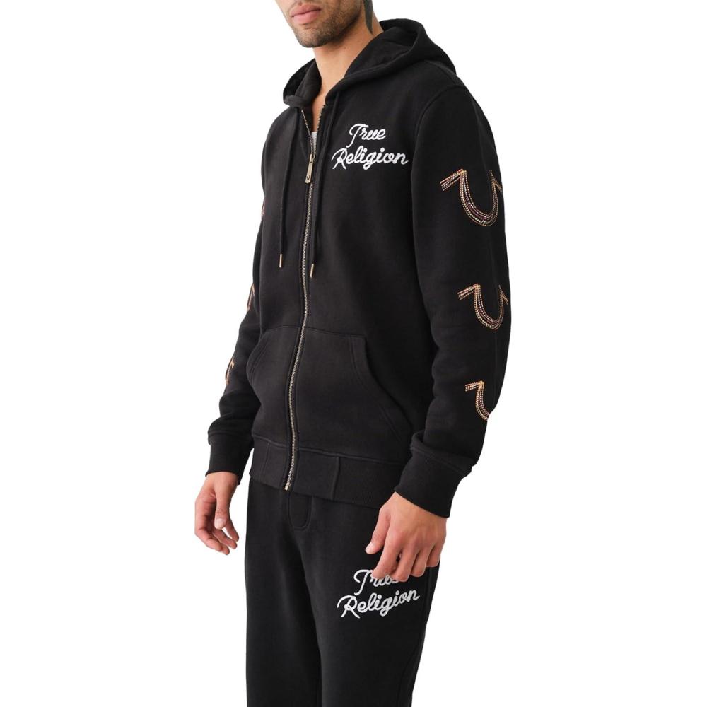 imageTrue Religion Mens Rainbow Embro Zip Up HoodieJet Black