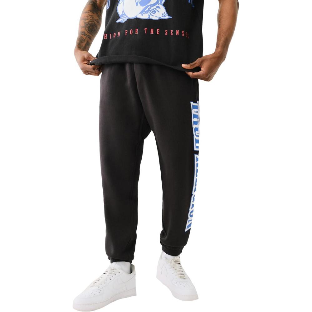 imageTrue Religion Mens Raw Exaggerated Icon JoggerJet Black