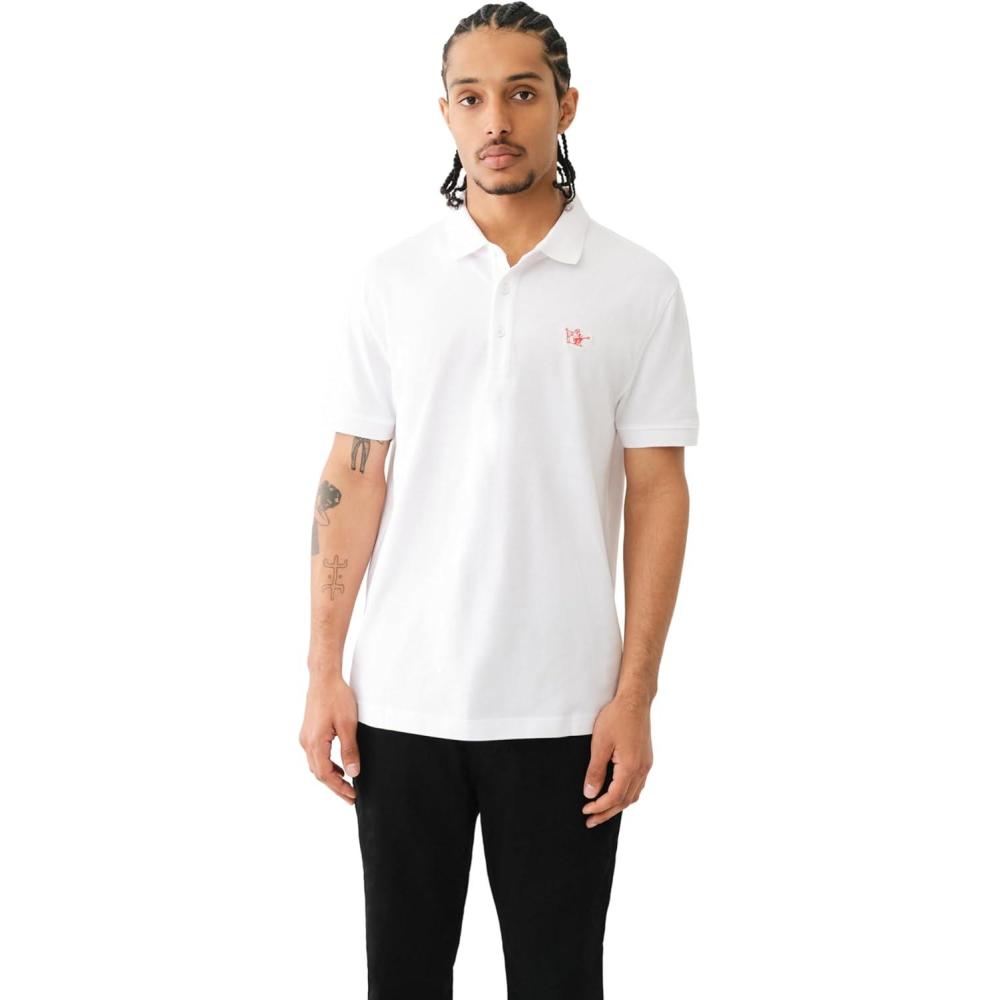 imageTrue Religion Mens Relaxed Buddha Patch PoloOptic White