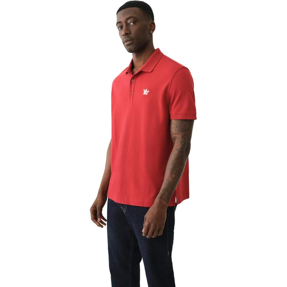 imageTrue Religion Mens Relaxed Buddha Patch PoloRed Dahlia