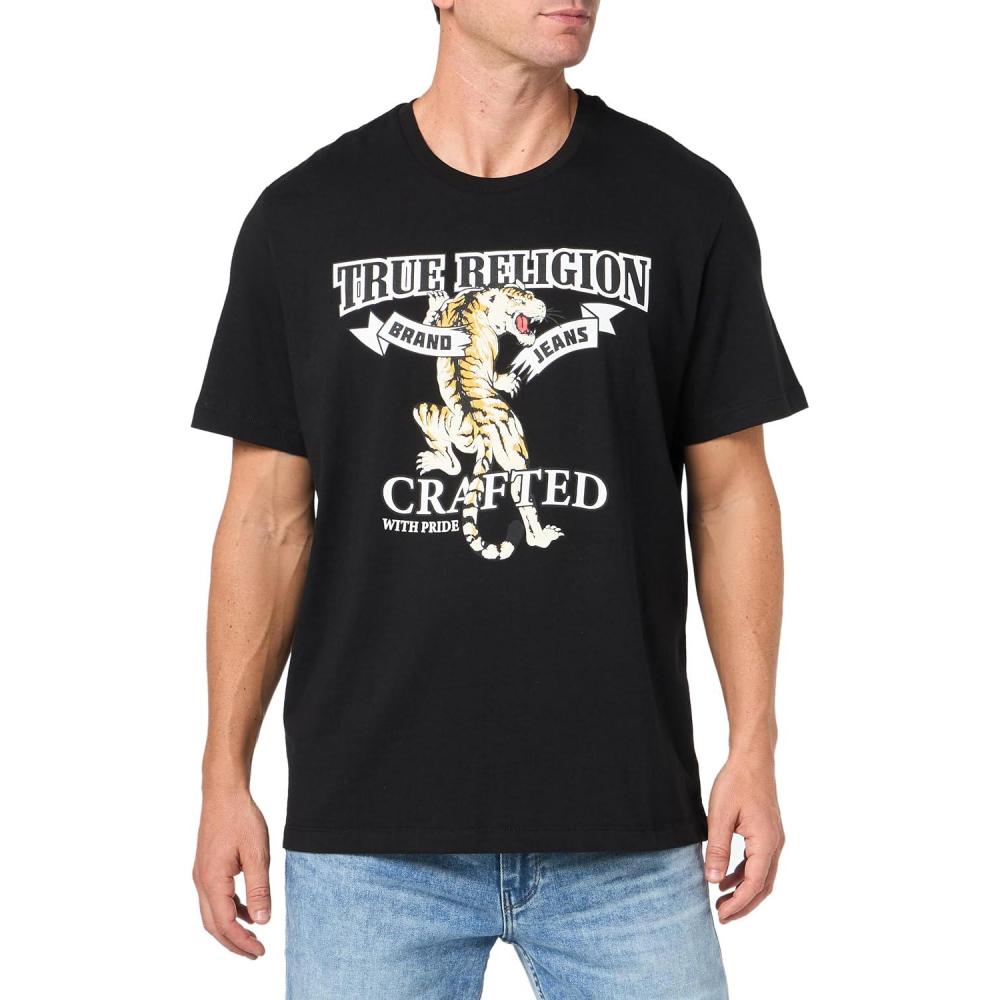 imageTrue Religion Mens Relaxed Tiger TeeJet Black