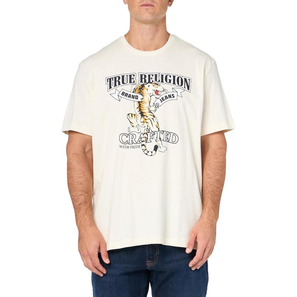 imageTrue Religion Mens Relaxed Tiger TeeWinter White