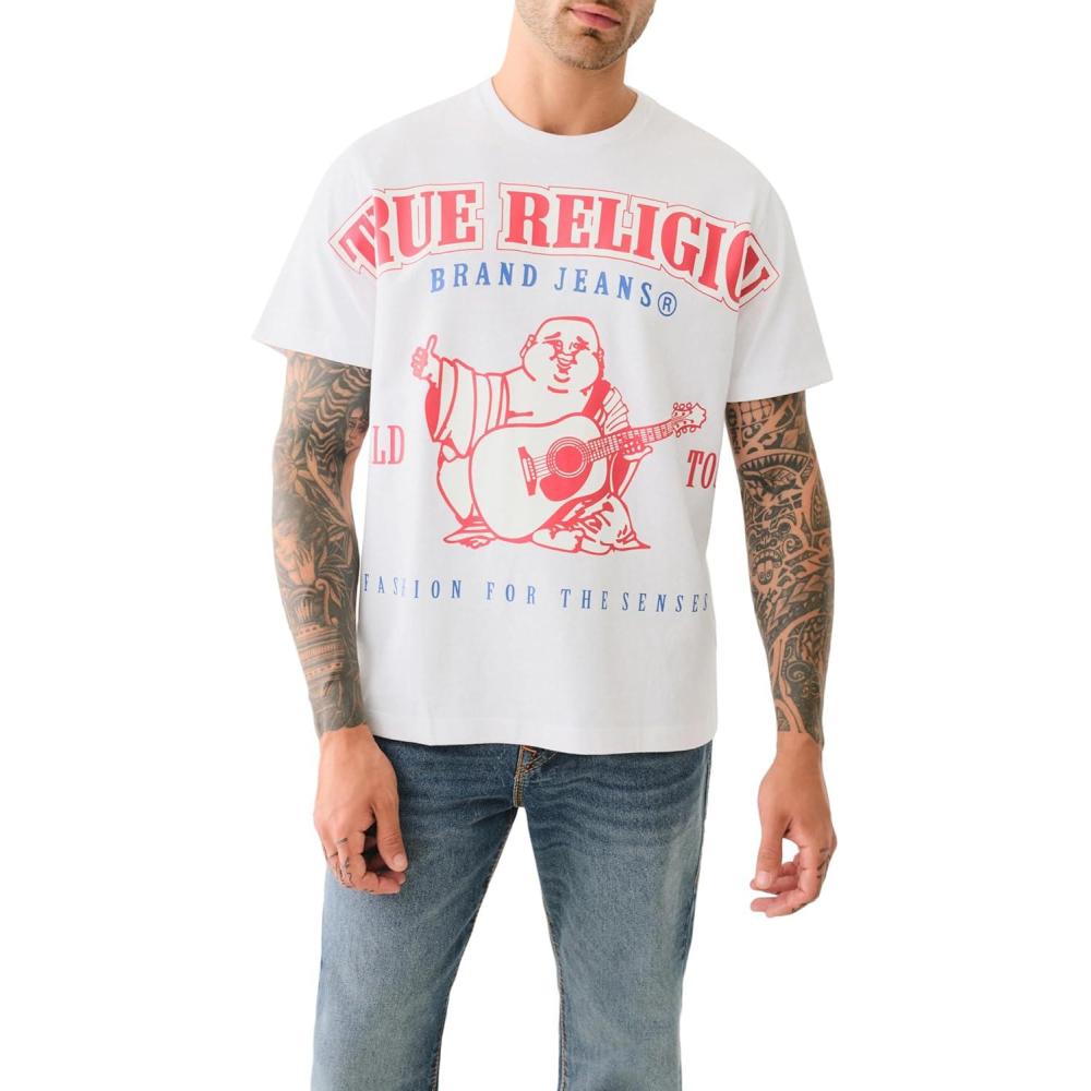 imageTrue Religion Mens Relxed Exaggerated Icon TeeOptic White