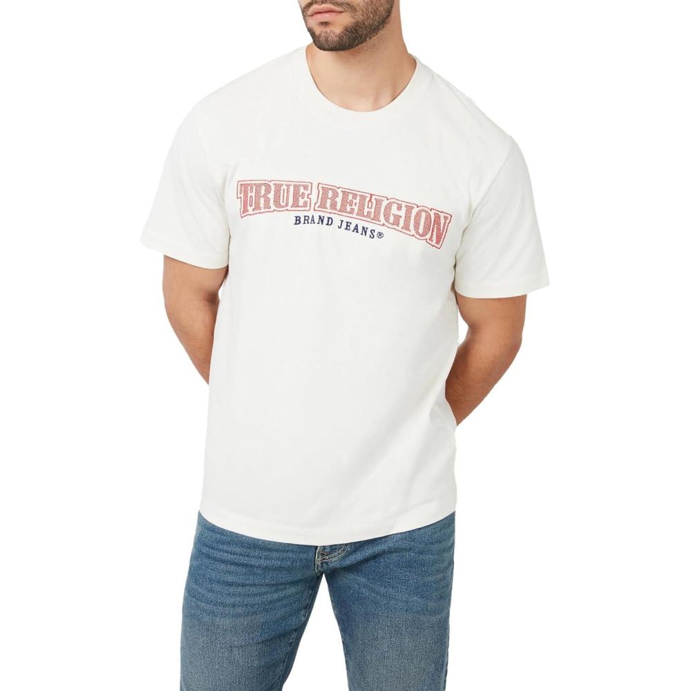 imageTrue Religion Mens Ss Cross Stitch Arch TeeWinter White