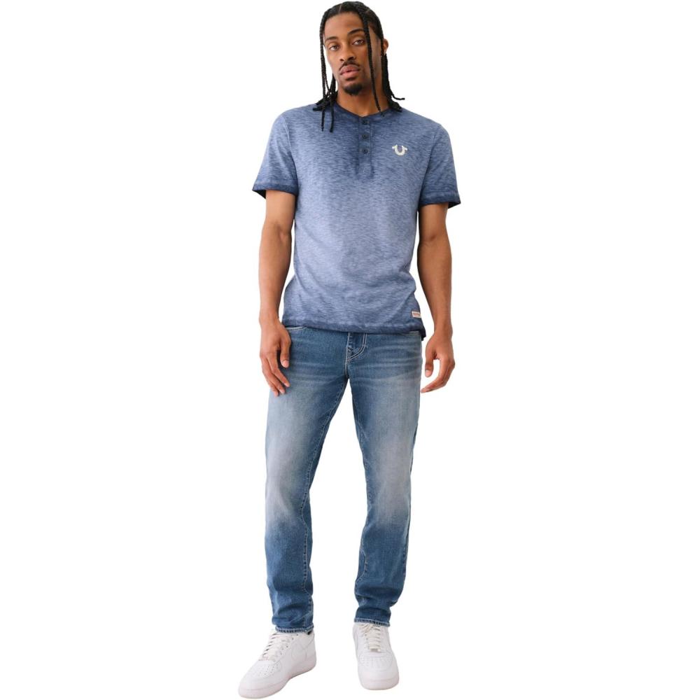 imageTrue Religion Mens Ss Dyed Embro HenleyDress Blue