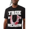 True Religion Men’s Applique Terry Tee – Short Sleeve Crewneck Casual T-Shirt(Jet Black)