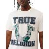 True Religion Men’s Applique Terry Tee – Short Sleeve Crewneck Casual T-Shirt(Winter White)