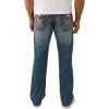 True Religion Men’s Billy Super T Flap Jeans – Straight Leg Denim with Contrast Stitching(Ericcson Pl Dark Wash)