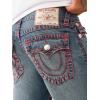 True Religion Men’s Billy Super T Flap Jeans – Straight Leg Denim with Contrast Stitching(Ericcson Pl Dark Wash)