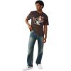 True Religion Men’s Bobby Super T Flap Jeans – Relaxed Bootcut Denim with Contrast Stitching & Back Flap Pockets(Gotham Grind Dark Wash)