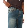 True Religion Men’s Bobby Super T Flap Jeans – Relaxed Bootcut Denim with Contrast Stitching & Back Flap Pockets(Gotham Grind Dark Wash)