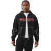 True Religion Men’s Cinched Big T Zip UP Hoodie – Full Zip Sweatshirt with Contrast Stitching(Jet Black)