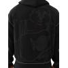 True Religion Men’s Cinched Big T Zip UP Hoodie – Full Zip Sweatshirt with Contrast Stitching(Jet Black)