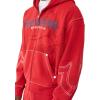 True Religion Men’s Cinched Big T Zip UP Hoodie – Full Zip Sweatshirt with Contrast Stitching(Trv Red)