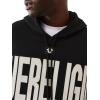 True Religion Men’s Knit Panel TR Cinched Hoodie – Pullover Hooded Sweatshirt(Jet Black)