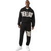 True Religion Men’s Knit Panel TR Cinched Hoodie – Pullover Hooded Sweatshirt(Jet Black)