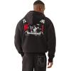 True Religion Men’s No. 1 Loose Big T Zip Hoodie – Full Zip Sweatshirt(Jet Black)