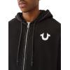 True Religion Men’s No. 1 Loose Big T Zip Hoodie – Full Zip Sweatshirt(Jet Black)