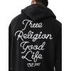True Religion Men’s Rainbow Embro Zip Up Hoodie(Jet Black)