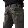 True Religion Men’s Ricky SN Stitch Flap Applied TR Jeans 34″ Inseam – Straight Leg Denim(Compass Trail Black Wash)