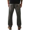 True Religion Men’s Ricky SN Stitch Flap Applied TR Jeans 34″ Inseam – Straight Leg Denim(Compass Trail Black Wash)