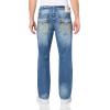 True Religion Men’s Ricky Sn Flap 1/2″ Rope Stitch Logo(Itonda Medium Wash Rips)