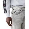 True Religion Men’s Ricky Straight Fit Jeans with Snap Flap Pockets – Mesh High Shine(Rebel Trail Grey Wash)