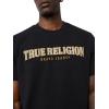 True Religion Men’s Short Sleeve Reflective Arch Tee – Modern Fit with Eye-Catching Reflective(Jet Black)