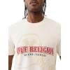 True Religion Men’s Short Sleeve Shadow Logo Tee – Crewneck Graphic T-Shirt(Winter White)