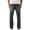 True Religion Men’s Super Flatlock Ricky Flap Jeans – Straight Fit Stretch Denim with Signature Flap Pockets(Greenland Dark Wash)
