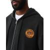 True Religion Men’s Tiger Relaxed Vintage Zip Up Hoodie – Casual Full Zip Graphic Sweatshirt(Jet Black)