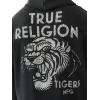 True Religion Men’s Tiger Relaxed Vintage Zip Up Hoodie – Casual Full Zip Graphic Sweatshirt(Jet Black)