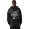 True Religion Men’s Tiger Relaxed Vintage Zip Up Hoodie – Casual Full Zip Graphic Sweatshirt(Jet Black)