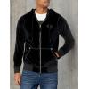 True Religion Men’s Velour Big T Zip Up Hoodie(Jet Black)