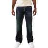 True Religion Men’s Billy Super T Flap Jeans – Straight Leg Denim with Contrast Stitching(Midnight Serencade Dark Wash)