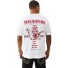 True Religion Men’s Short Sleeve Flock Buddha Tee – Crewneck Graphic T-Shirt(Optic White)