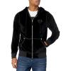 True Religion Men’s Velour Big T Zip Up Hoodie(Jet Black)