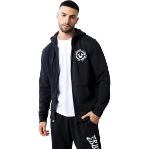 True Religion Men’s Blazing Tour Applique Zip-Up Hoodie(Phantom)