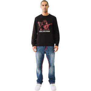 True Religion Men’s Buddha Puff Pullover Crewneck Hoodie(Jet Black)